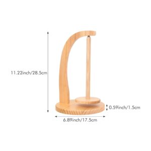 QKDS Yarn Holder for Knitting and Crocheting, Wooden Yarn Spinner with Magnetic Metal Twirling Mechanism and Anti-Slip Pads, Yarn Spindle Dispenser, Gift for Knitting Crochet Lovers(Natural Wood)