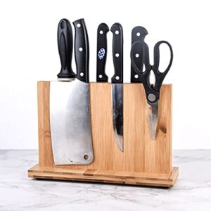 Set Of 1 Bamboo Magnetic Knife Blocks Knife Block Double Sides Magnetic Large Capacity And