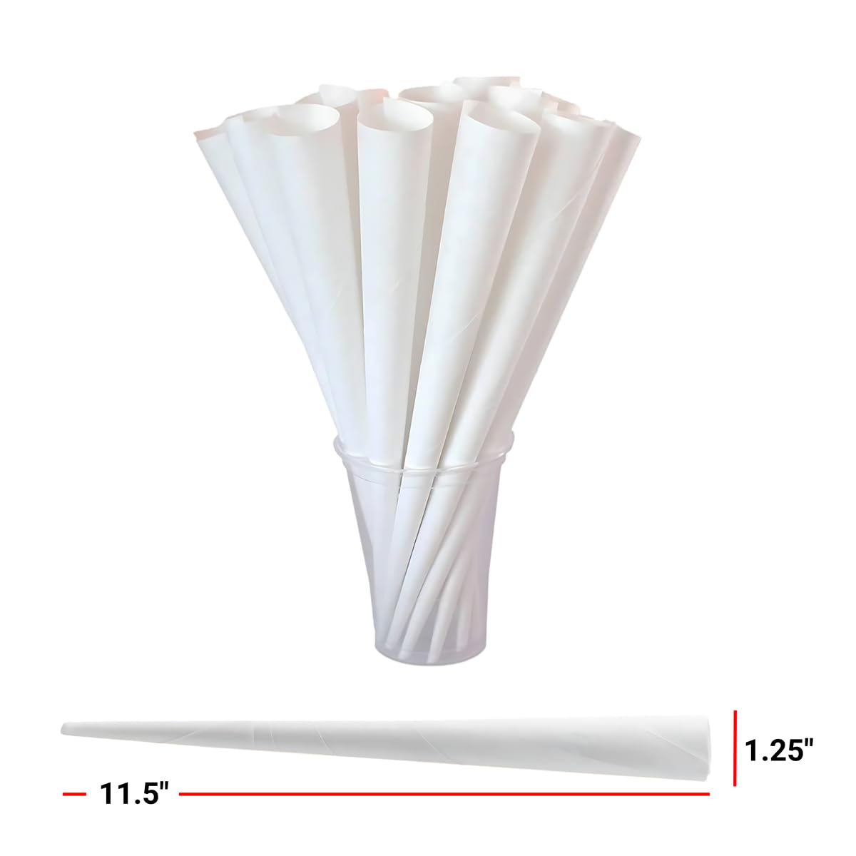 Premium Quality Plain Cotton Candy Cones | Pack of 100 | Long Size for Holding - White | OB100CTDY | Durable Cones for Perfect Cotton Candy - 100 Ct