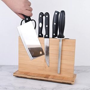 Set Of 1 Bamboo Magnetic Knife Blocks Knife Block Double Sides Magnetic Large Capacity And