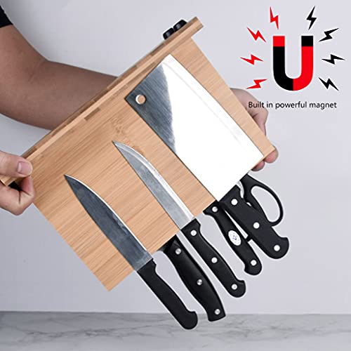 Set Of 1 Bamboo Magnetic Knife Blocks Knife Block Double Sides Magnetic Large Capacity And