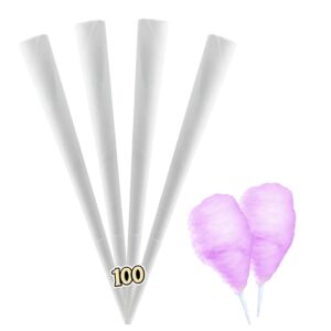 premium quality plain cotton candy cones | pack of 100 | long size for holding - white | ob100ctdy | durable cones for perfect cotton candy - 100 ct