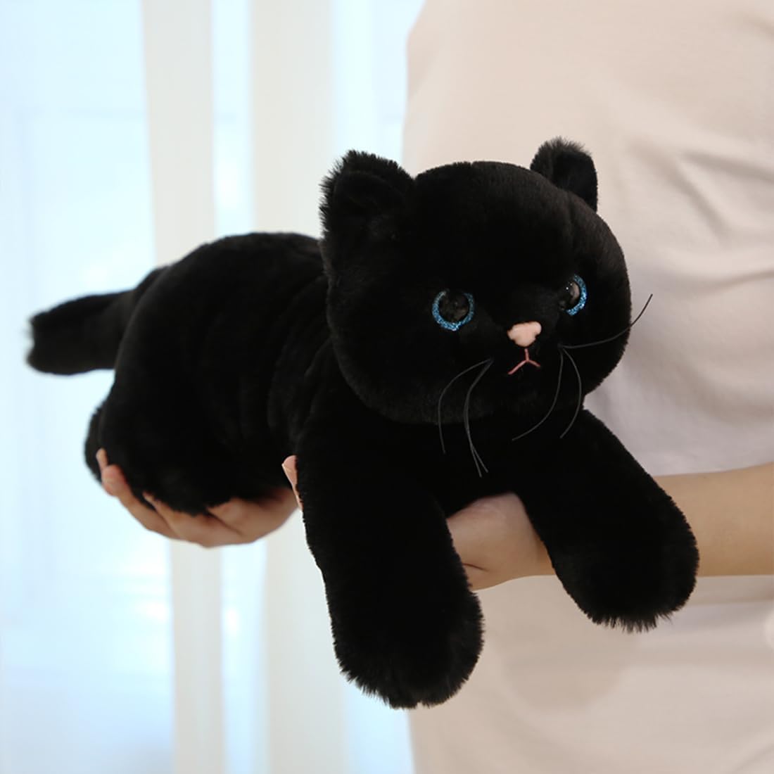 Sausudols Cat 27.6 Inch Black Cat Plush, Weighted Stuffed Animal Realistic Cat Plushies, Soft Cat Plush Pillow Gift for Kids Christmas