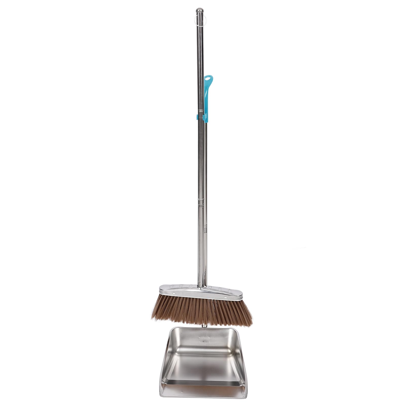 Amosfun Heavy Duty Broom and Dustpan Set, Stainless Steel Broom and Dustpan Set with Long Handle for Home Standing Dust Pan Indoor or Outdoor Brooms Dustpan