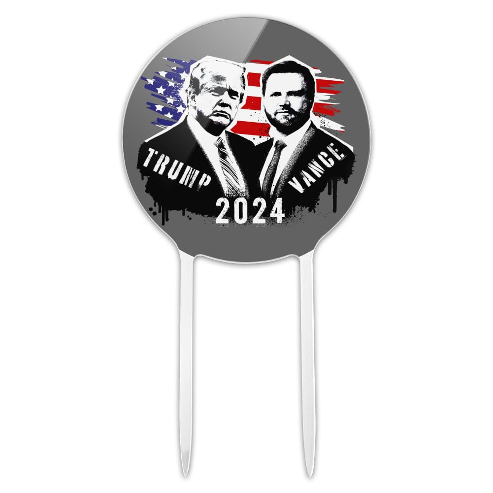 Trump Vance Spray Paint 2024 Acrylic Cake Topper Party Decoration for Wedding Anniversary Birthday Graduation