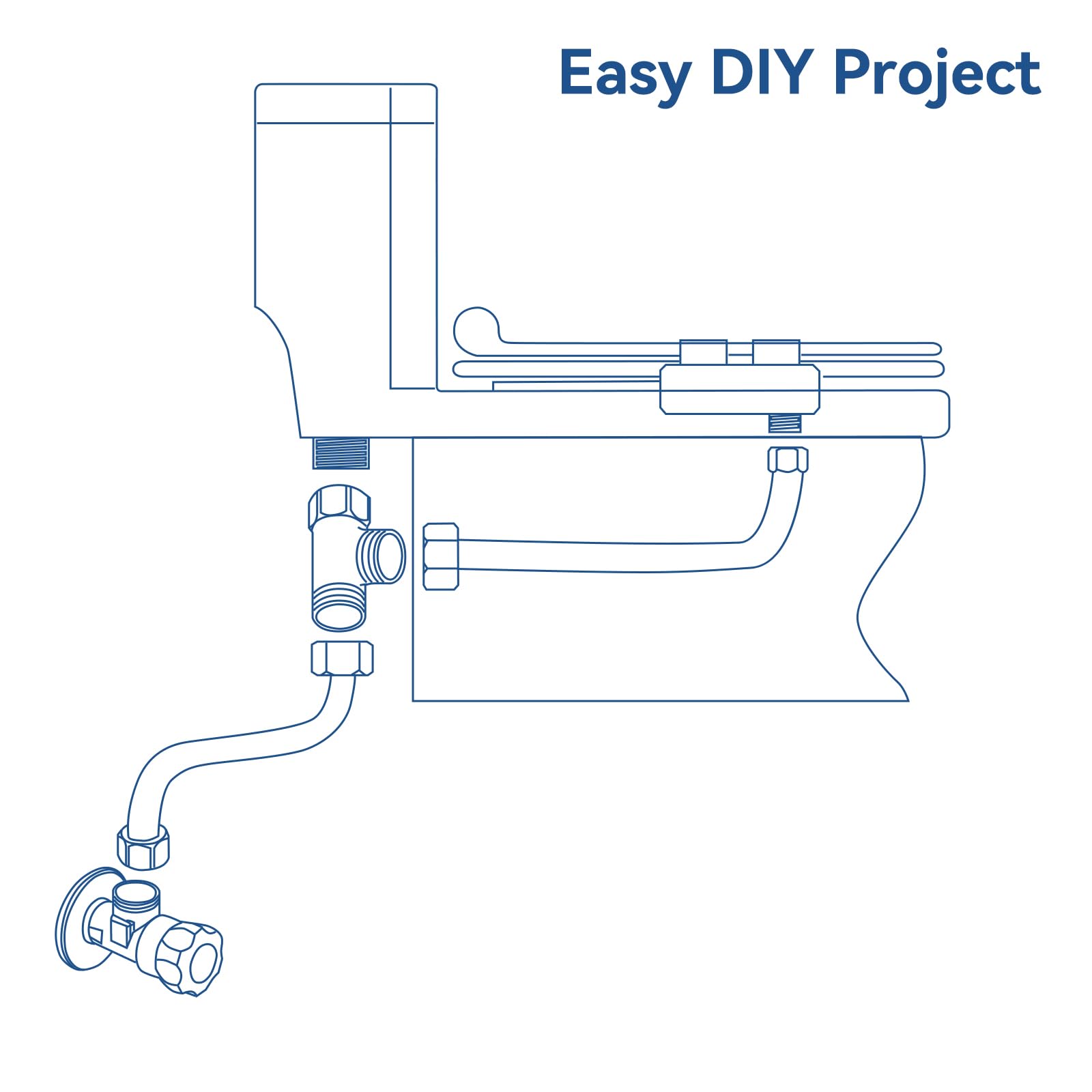 Chomely Bidet T Adapter for Tushy Bidet, Brass T Valve for (7/8” x 7/8” x 3/8”), 3-way T Connector Bidet Attachment for Toilet