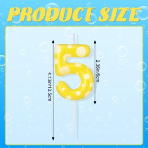 Conelist Sponge Birthday Number Candle Yellow Sponge Print Themed Birthday Candles Numeral Birthday Cake Topper for Sponge Themed Birthday Sponge Fans Party Decoration Supplies (Number 5)