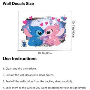 GXFCDYJ 3D Hole Wall Decals Cartoon Kids Wall Stickers Living Room Birthday Baby Room Background Decoration(15.7 in x 23.6 in)