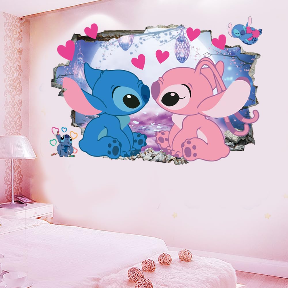 GXFCDYJ 3D Hole Wall Decals Cartoon Kids Wall Stickers Living Room Birthday Baby Room Background Decoration(15.7 in x 23.6 in)