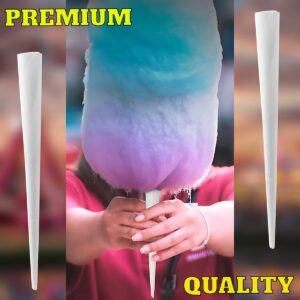 Premium Quality Plain Cotton Candy Cones | Pack of 100 | Long Size for Holding - White | OB100CTDY | Durable Cones for Perfect Cotton Candy - 100 Ct