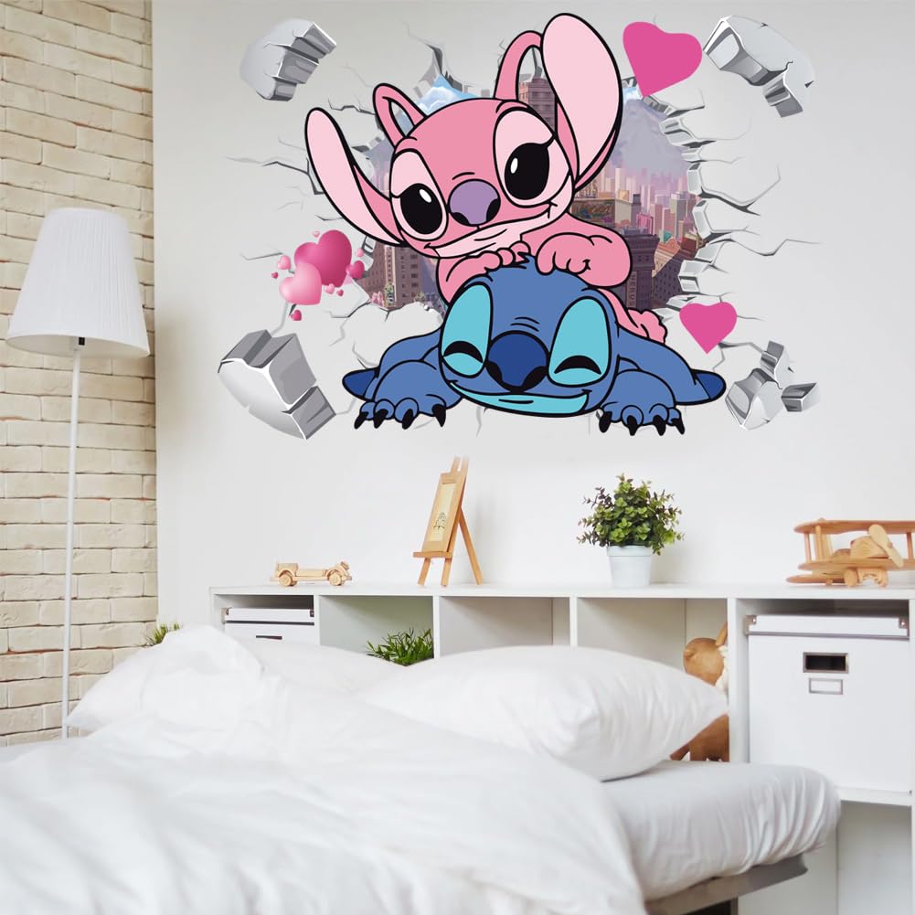 GXFCDYJ 3D Hole Wall Decals Cartoon Kids Wall Stickers Living Room Birthday Baby Room Background Decoration(15.7 in x 23.6 in)