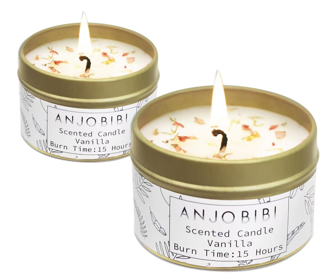 Vanilla Scented Candle Gifts for Women （2 Pack for Gold） - 2 Oz - 15 Hour Burn Time Long Lasting Candle，All Natural, Soy Candles, Soothe