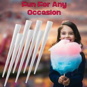 Premium Quality Plain Cotton Candy Cones | Pack of 100 | Long Size for Holding - White | OB100CTDY | Durable Cones for Perfect Cotton Candy - 100 Ct