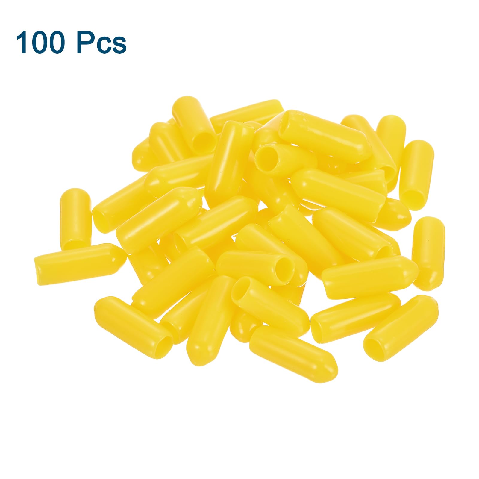 uxcell 100Pcs Rubber End Caps, 4.5mm/0.18" ID Rubber End Caps, PVC Caps Rubber Screw for Bolts Screw Caps Thread Protectors Tube Screw Bolt, Yellow