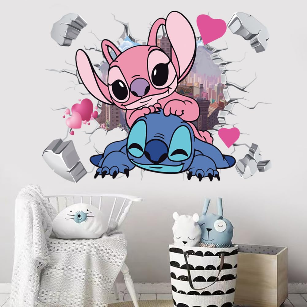 GXFCDYJ 3D Hole Wall Decals Cartoon Kids Wall Stickers Living Room Birthday Baby Room Background Decoration(15.7 in x 23.6 in)