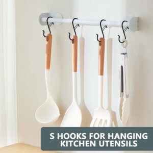 WSSROGY 25 Pcs S Hooks Hangers with Safety Buckle 3.6 inch Closet Hooks Fence Hooks for Hanging Plants, Kitchenware