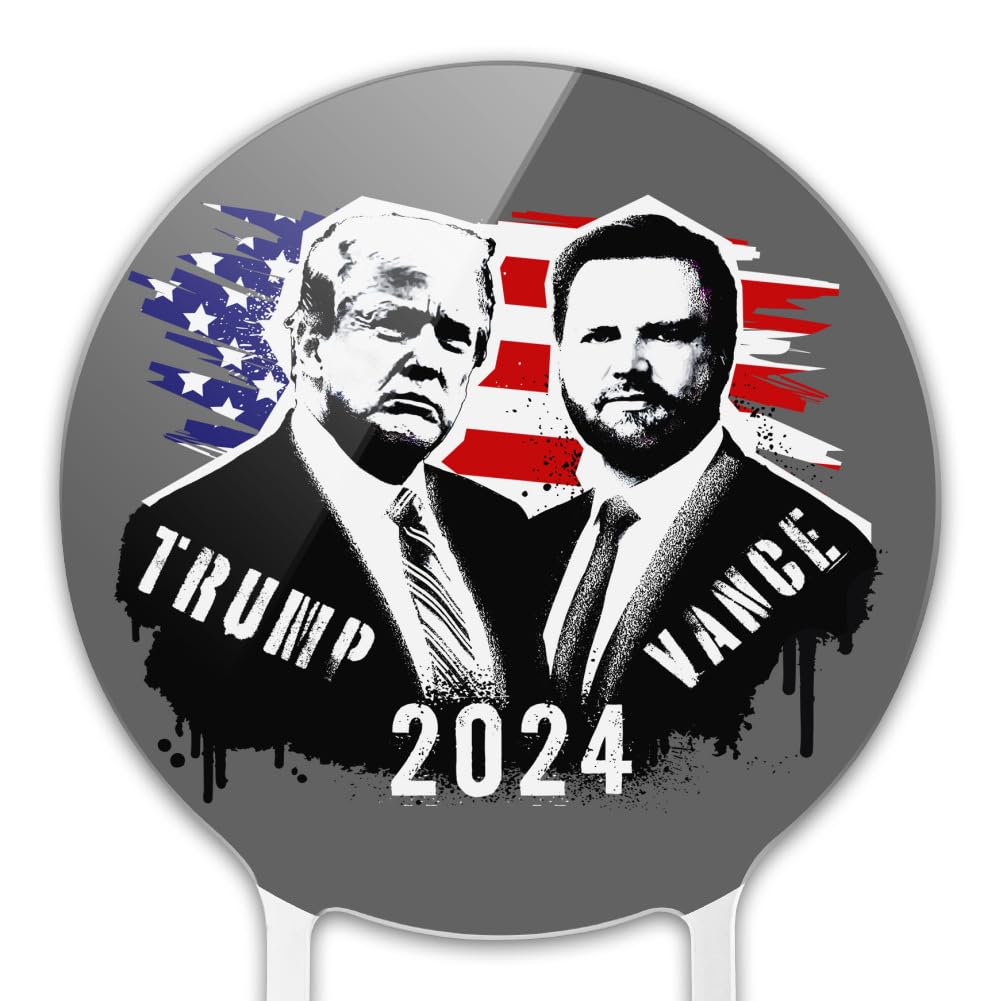 Trump Vance Spray Paint 2024 Acrylic Cake Topper Party Decoration for Wedding Anniversary Birthday Graduation