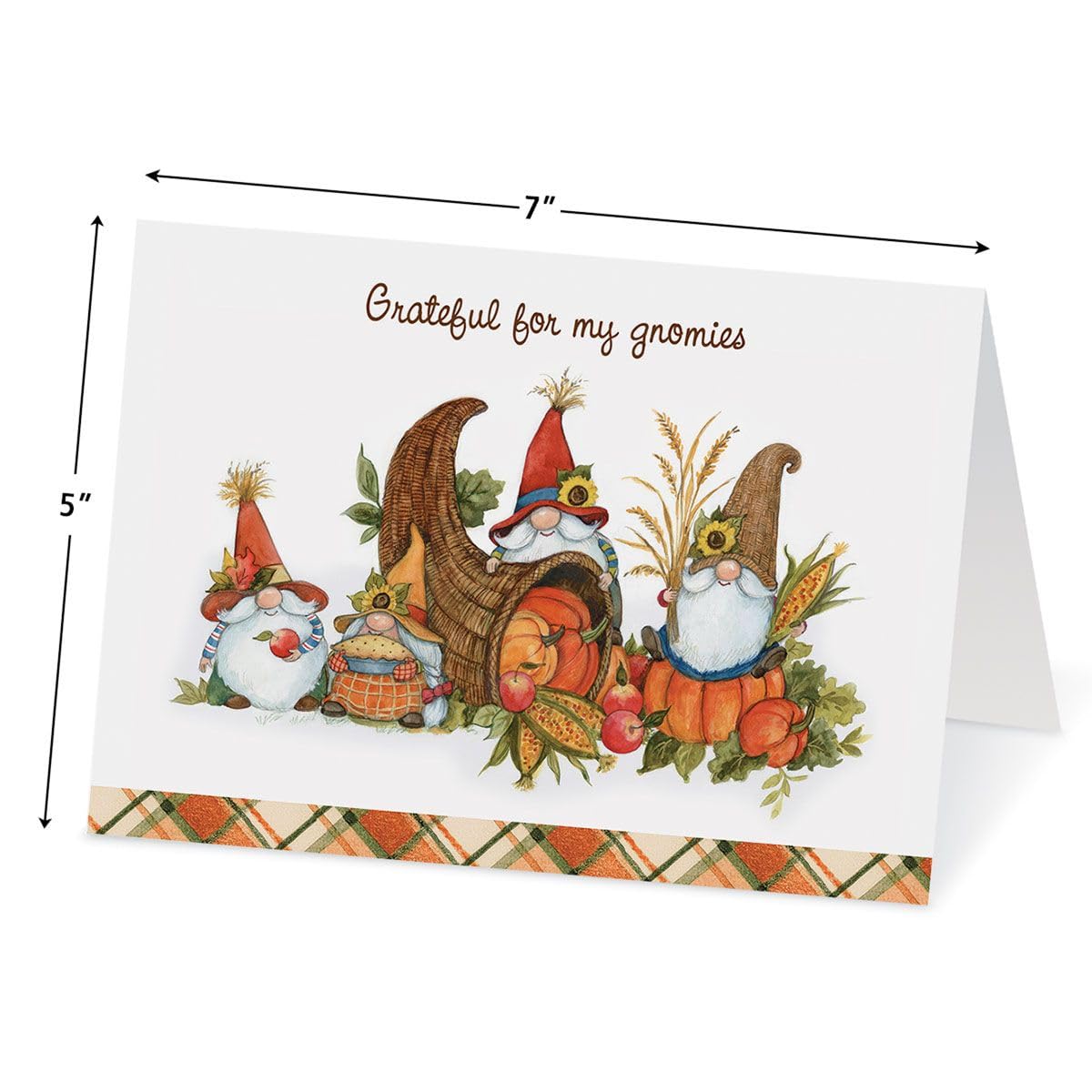 Current - Grateful Gnomes Thanksgiving Cards, Susan Winget, Themed Holiday Card Variety Value Pack, Set of 8 Large 5 x 7-Inch Cards, Assortment of 4 Unique Designs, Envelopes Included