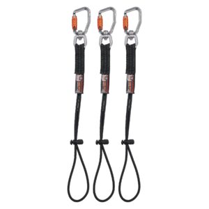 ergodyne squids 3714 tool lanyard and tethering attachment with carabiner and cinch loop, weight rating 10lbs, 3-pack