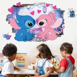 GXFCDYJ 3D Hole Wall Decals Cartoon Kids Wall Stickers Living Room Birthday Baby Room Background Decoration(15.7 in x 23.6 in)