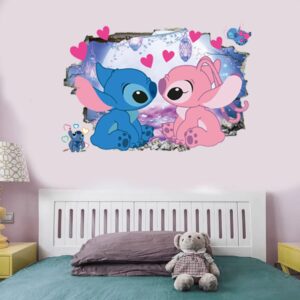 GXFCDYJ 3D Hole Wall Decals Cartoon Kids Wall Stickers Living Room Birthday Baby Room Background Decoration(15.7 in x 23.6 in)