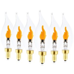 sunaiony flickering candle light bulbs e12 led flame bulb, flicker light bulbs candelabra base christmas small flame light bulbs, 6 pack