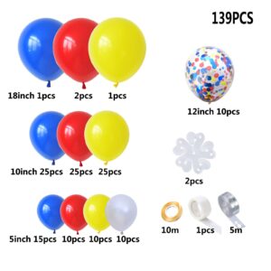 Yellow White Dark Red Dark Blue Balloons and Confetti Balloon for Baby Shower Birthday Graduation Wedding Festival Party Decoration