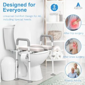 Raised Toilet Seat with Handles, FSA/HSA Eligible Width Adjustable Toilet Seat Risers for Seniors, Heavy Duty Handicap Toilet Seat Riser, Fit Any Toilet