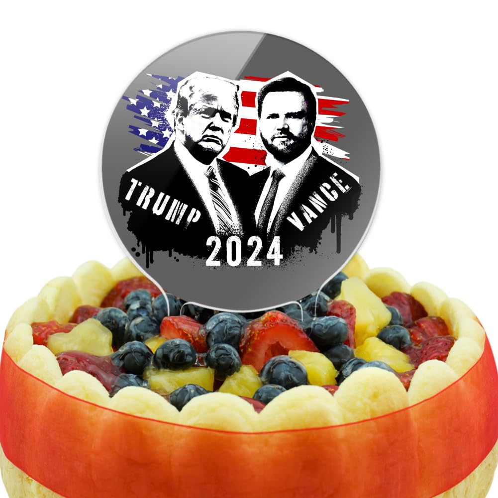 Trump Vance Spray Paint 2024 Acrylic Cake Topper Party Decoration for Wedding Anniversary Birthday Graduation