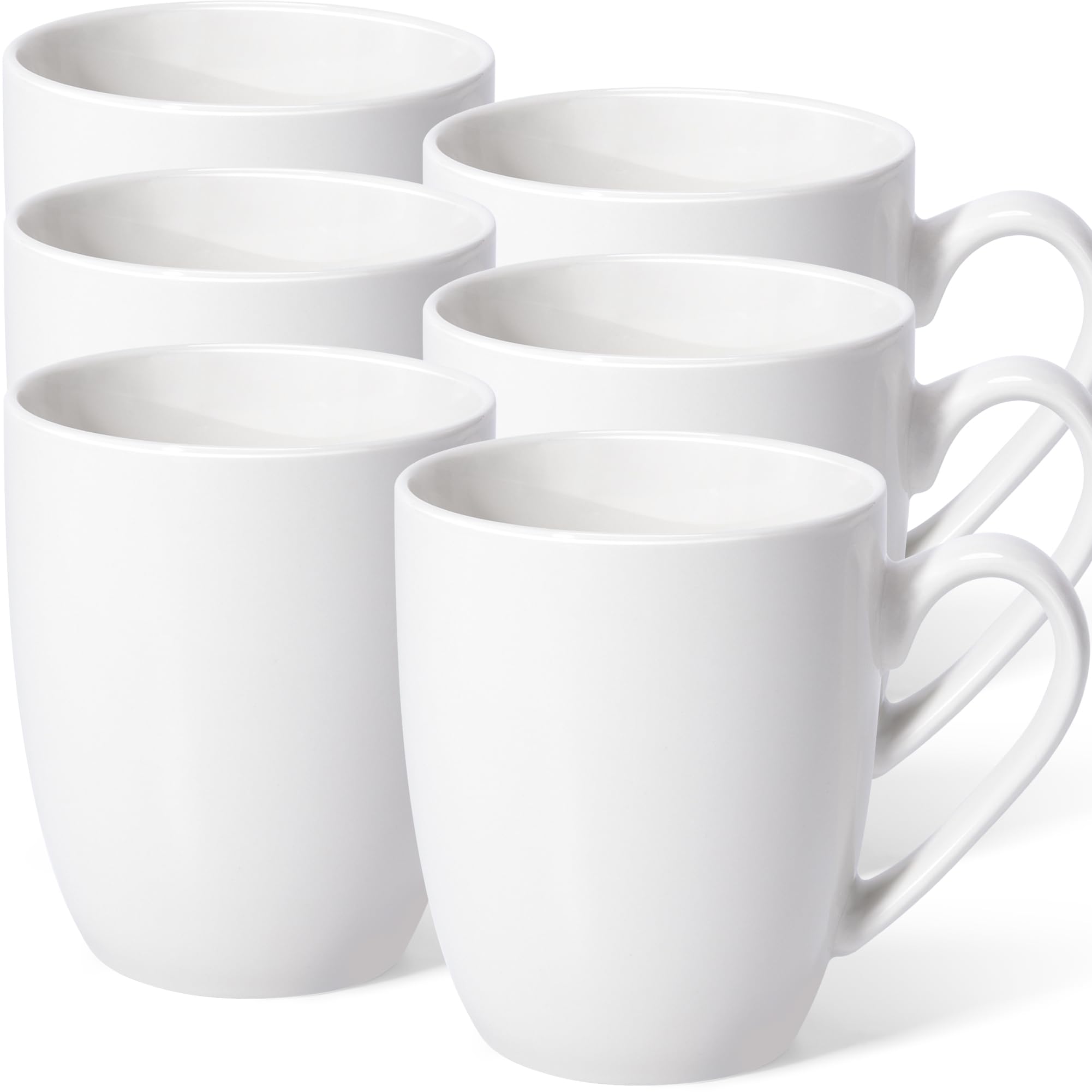 Urbanstrive 16 oz Large Coffee Mugs Set of 6 Ceramic Coffee Mug White Coffee Cups Tea Cups Idea Gift for Women Men House Warming Gifts New Home Office, White 6 Pack