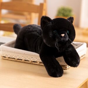 Sausudols Cat 27.6 Inch Black Cat Plush, Weighted Stuffed Animal Realistic Cat Plushies, Soft Cat Plush Pillow Gift for Kids Christmas