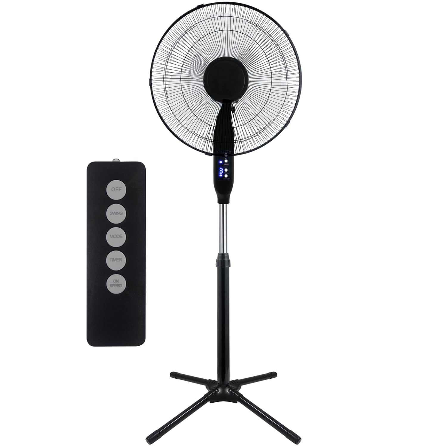 Craig TH6069, 16 Inch Oscillating Stand Fan with Remote Control, 90 Degree Oscillating Head, Adjustable Height and Tilt, Perfect for Bedroom, Office and any small to medium sized Room, NEW