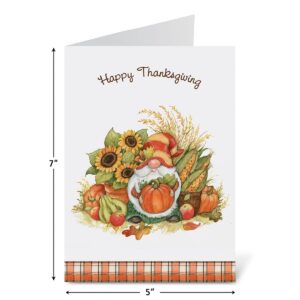 Current - Grateful Gnomes Thanksgiving Cards, Susan Winget, Themed Holiday Card Variety Value Pack, Set of 8 Large 5 x 7-Inch Cards, Assortment of 4 Unique Designs, Envelopes Included