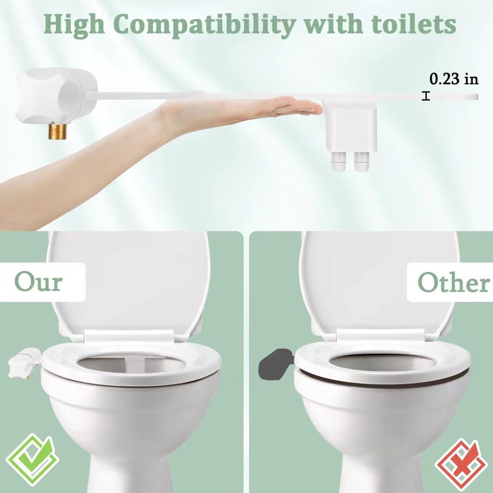 Bidet Attachment Bidet Attachment for Toilet UK, Toilet Bidet Attachment, Ultra-Slim Bidet Sprayer with Dual Nozzle, Non-Electric Bidet Spray Adjustable Pressure for Feminine/Posterior Wash