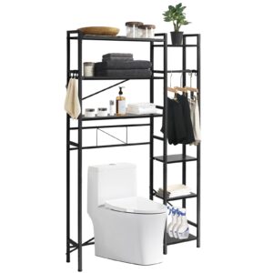 over the toilet storage, 7 tier over toilet bathroom organizer with adjustable shelf, stable toilet shelf with 4 hooks, 2 suction cups, freestanding toilet storage rack for bathroom laundry restroom