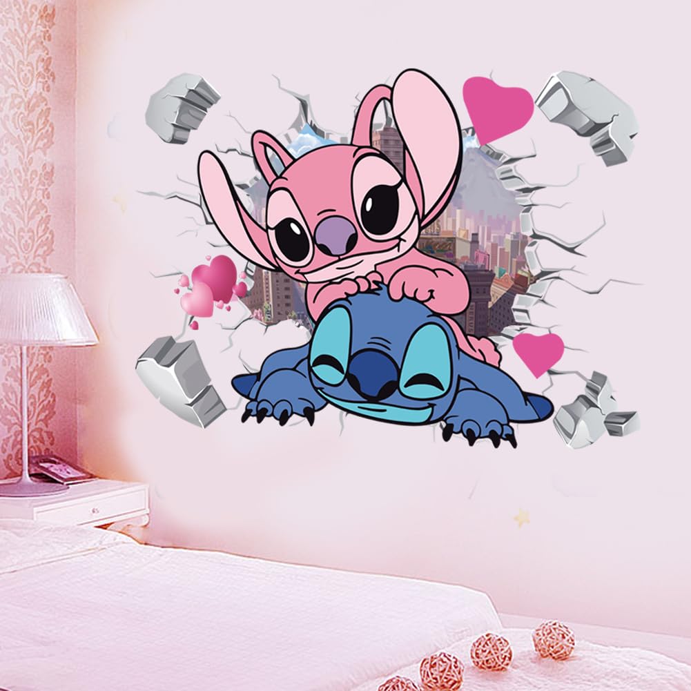 GXFCDYJ 3D Hole Wall Decals Cartoon Kids Wall Stickers Living Room Birthday Baby Room Background Decoration(15.7 in x 23.6 in)