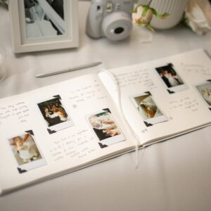 Personalized Guest Book - 11.5" x 8.5" Custom Bride & Groom Names with Bookmark and Hard Cover 120 GSM Blank Pages, for Weddings Guest Book, Engagements, Birthdays, Special Events, Eggshell