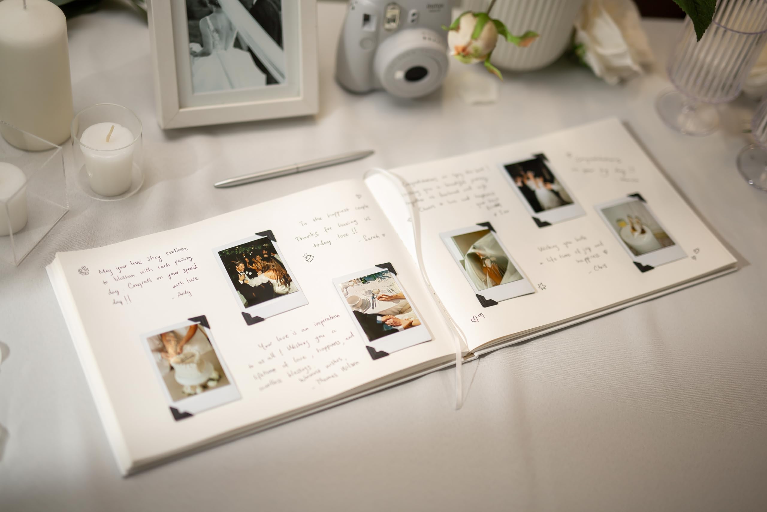 Personalized Guest Book - 11.5" x 8.5" Custom Bride & Groom Names with Bookmark and Hard Cover 120 GSM Blank Pages, for Weddings Guest Book, Engagements, Birthdays, Special Events, Eggshell