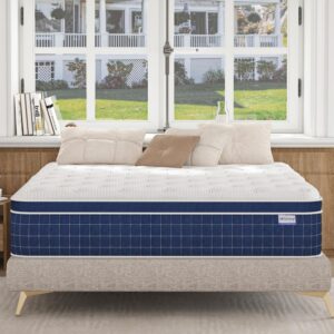 California King Mattress, Upgrade Strengthen, 12 Inch Firm Hybrid Cal King Mattress in a Box, Mattress King Size With Memory Foam and Independent Pocket Springs, Release Stress, Strong Edge Support