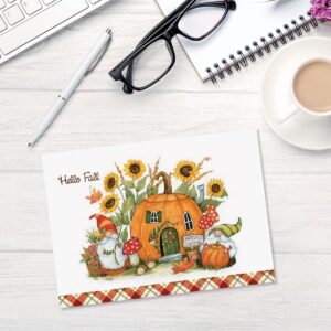 Current - Grateful Gnomes Thanksgiving Cards, Susan Winget, Themed Holiday Card Variety Value Pack, Set of 8 Large 5 x 7-Inch Cards, Assortment of 4 Unique Designs, Envelopes Included