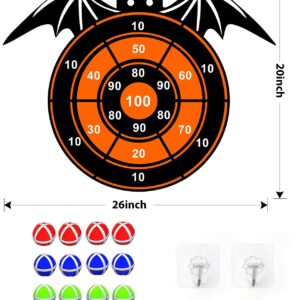 Halloween Party Games Toys for Kids, Large 26" Halloween Bat Dart Board Game Decorations Centerpieces Party Supplies with 12 Sticky Balls for Halloween