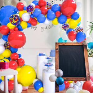 Yellow White Dark Red Dark Blue Balloons and Confetti Balloon for Baby Shower Birthday Graduation Wedding Festival Party Decoration