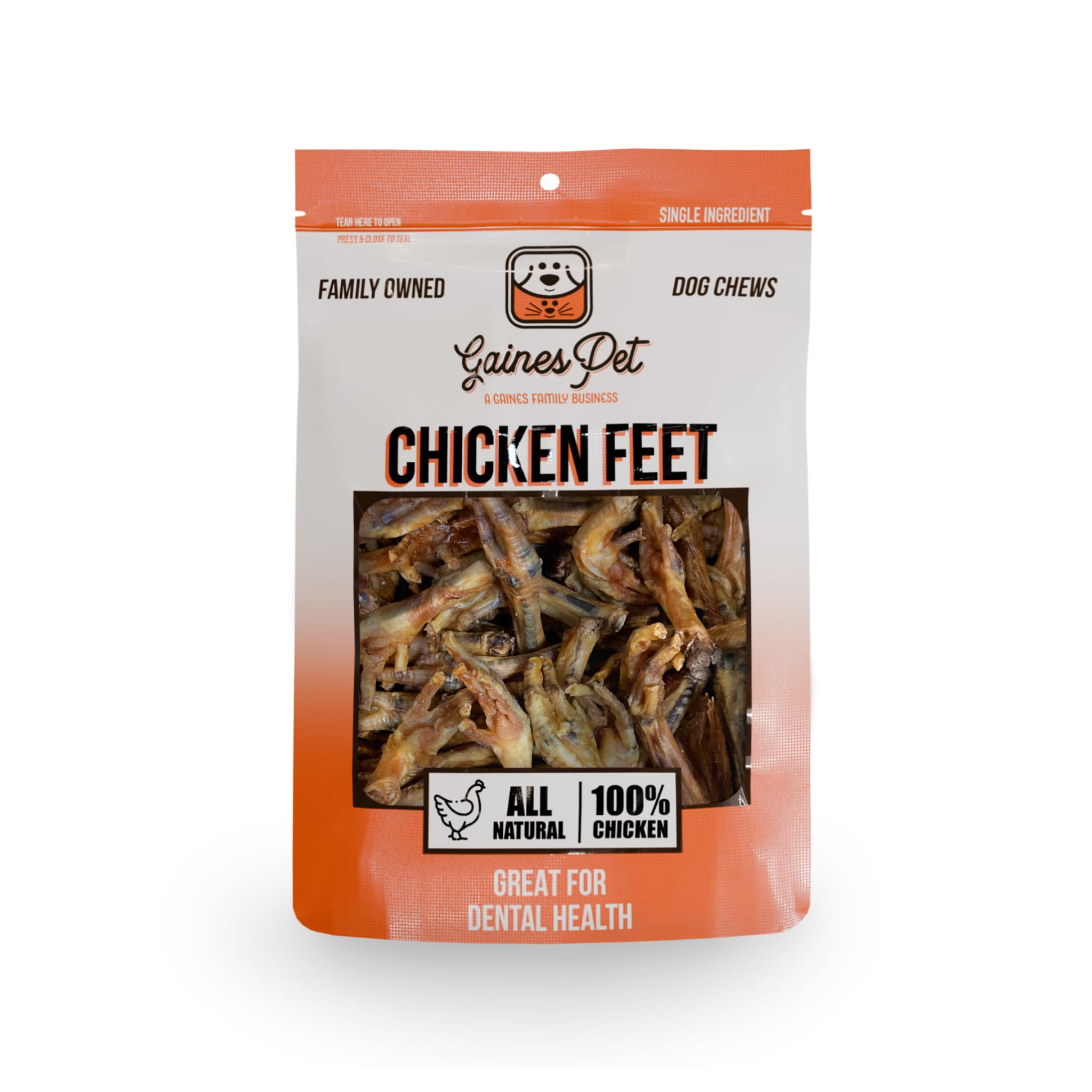 Gaines Pet Chicken Feet Dog Treats - Single Ingredient, All-Natural Dehydrated Chews & Snacks for Dogs, Pack of 20