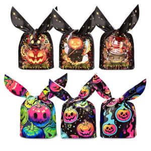 200pcs halloween treat bags candy bags bulk,halloween candy bags for kids trick or treat,plastic small halloween goodie bags halloween party favor bags for snack sandwich cookie