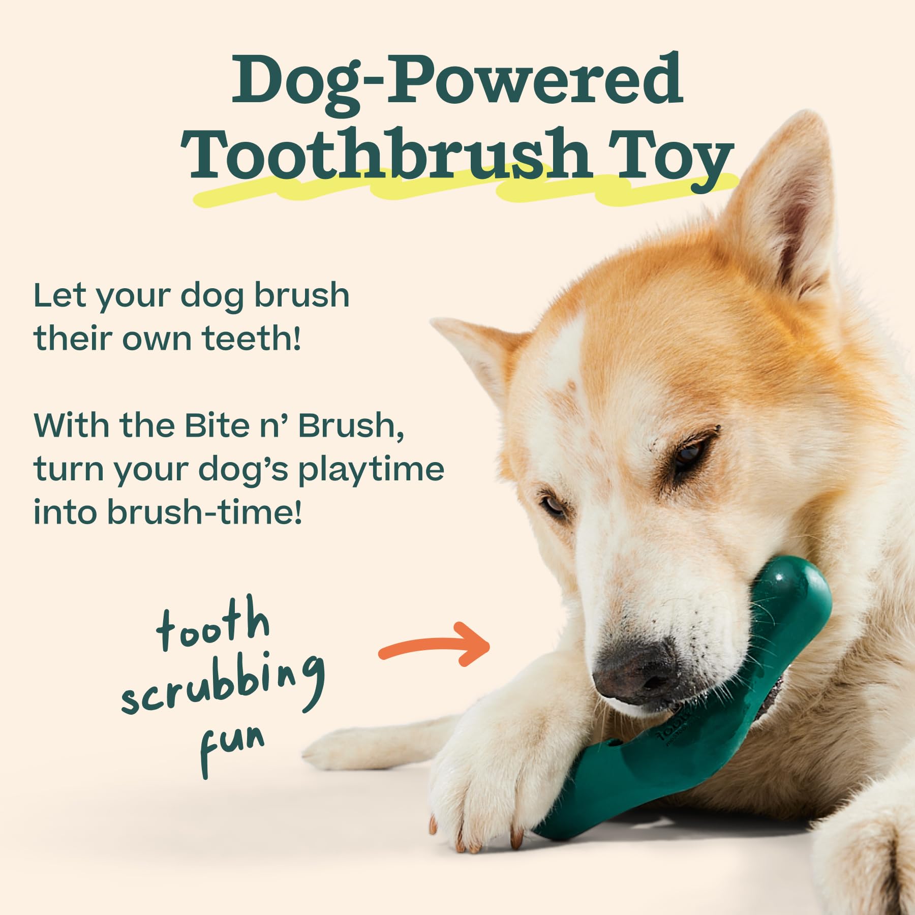 WOOF - Bite n' Brush Refills for The Dog Toothbrush Toy - Scrub Plaque and Tartar from Your Dog's Teeth and Mouth - Dog Dental Chew Toy Treats - Approximately 16 Refills