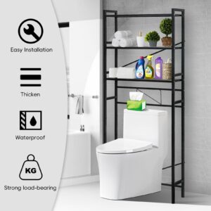 Over The Toilet Storage, 7 Tier Over Toilet Bathroom Organizer with Adjustable Shelf, Stable Toilet Shelf with 4 Hooks, 2 Suction Cups, Freestanding Toilet Storage Rack for Bathroom Laundry Restroom