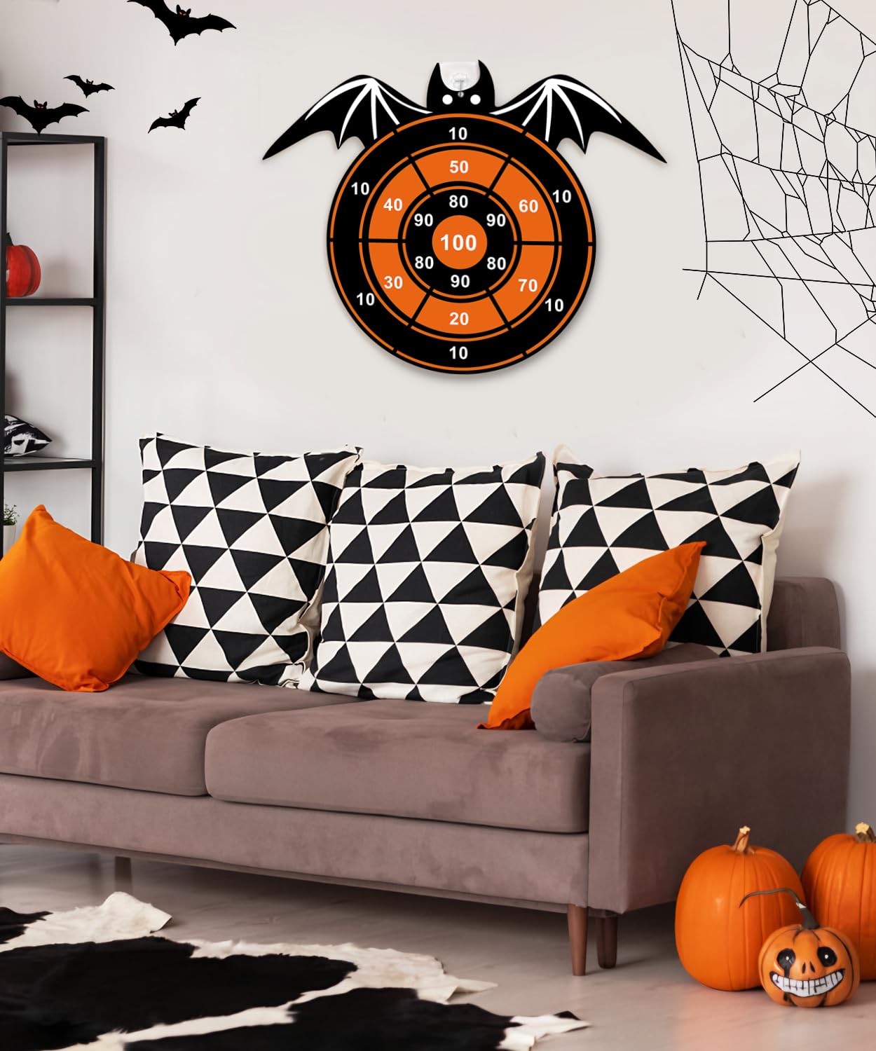 Halloween Party Games Toys for Kids, Large 26" Halloween Bat Dart Board Game Decorations Centerpieces Party Supplies with 12 Sticky Balls for Halloween