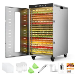 brisunshine commercial dehydrator, 20-layer food dehydrator with led light, 1600w, 24h timer, large food dryer dehydrated for homemade jerky, fruits, dog treats, vegetables, herbs, and snacks