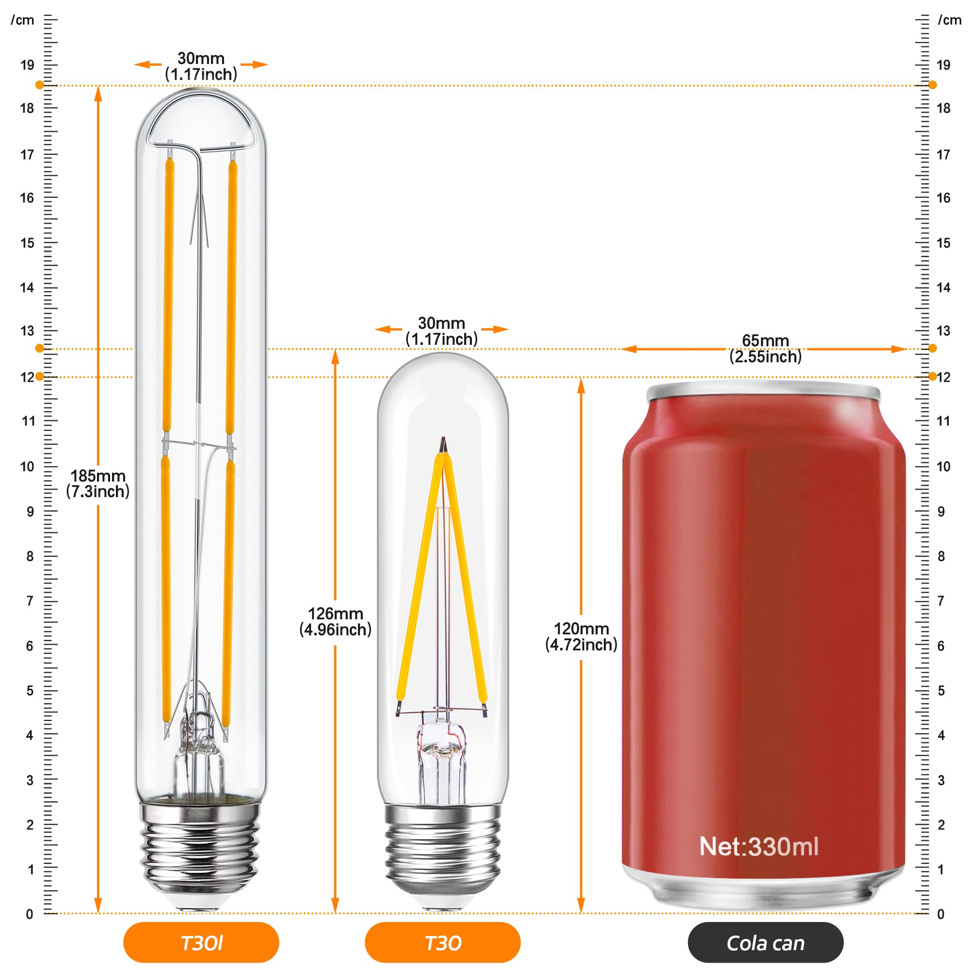 Sphoon Tubular Light Bulb 7.3 Inch Dimmable T10 LED Bulb (4Pack 4000K, 4Pack 4000K)