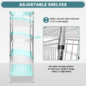 biosp 4-Tier Adjustable Metal Wire Rack Shelving Unit, Heavy Duty Basket Storage Shelf for Outdoor & Indoor, Bathroom, Laundry, Kitchen, Garage